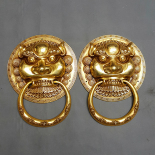 仿古中式纯铜装饰兽头/古典大门虎头拉手/仿古纯铜狮子头门环