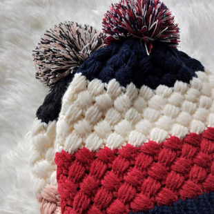 三色毛线帽针织帽