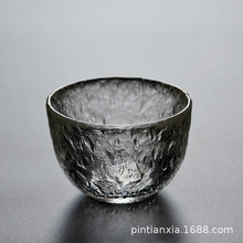 日式玻璃小茶杯锤目纹加厚小茶碗个人杯主人杯手工耐热功夫茶具