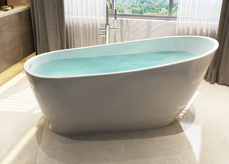 沃特玛 高档独立式浴缸亚克力家用成人浴缸欧式简约浴盆1.5-1.7米