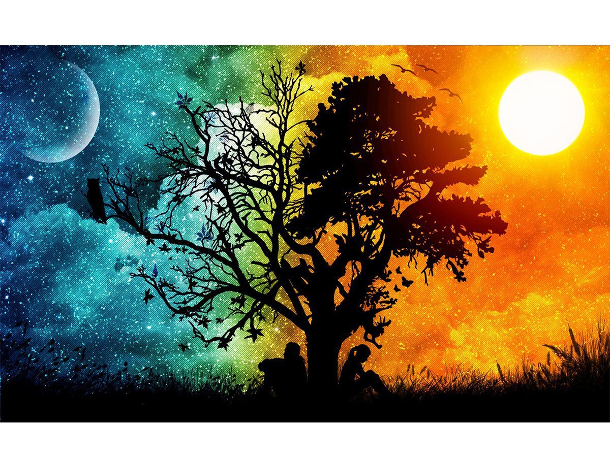 钻石画5d满钻日月 太阳月亮 树 情侣 亚马逊ebay速卖通