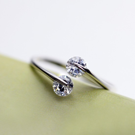 韩版饰品文艺水晶甜美桃心925银之后复古幻彩镶锆石女士精美 戒指