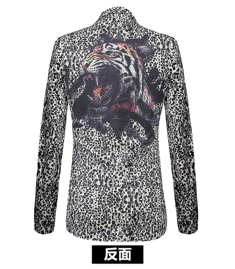 18秋冬爆款西服灰色豹纹老虎3d印花经典款跨境专供金丝绒高档货源