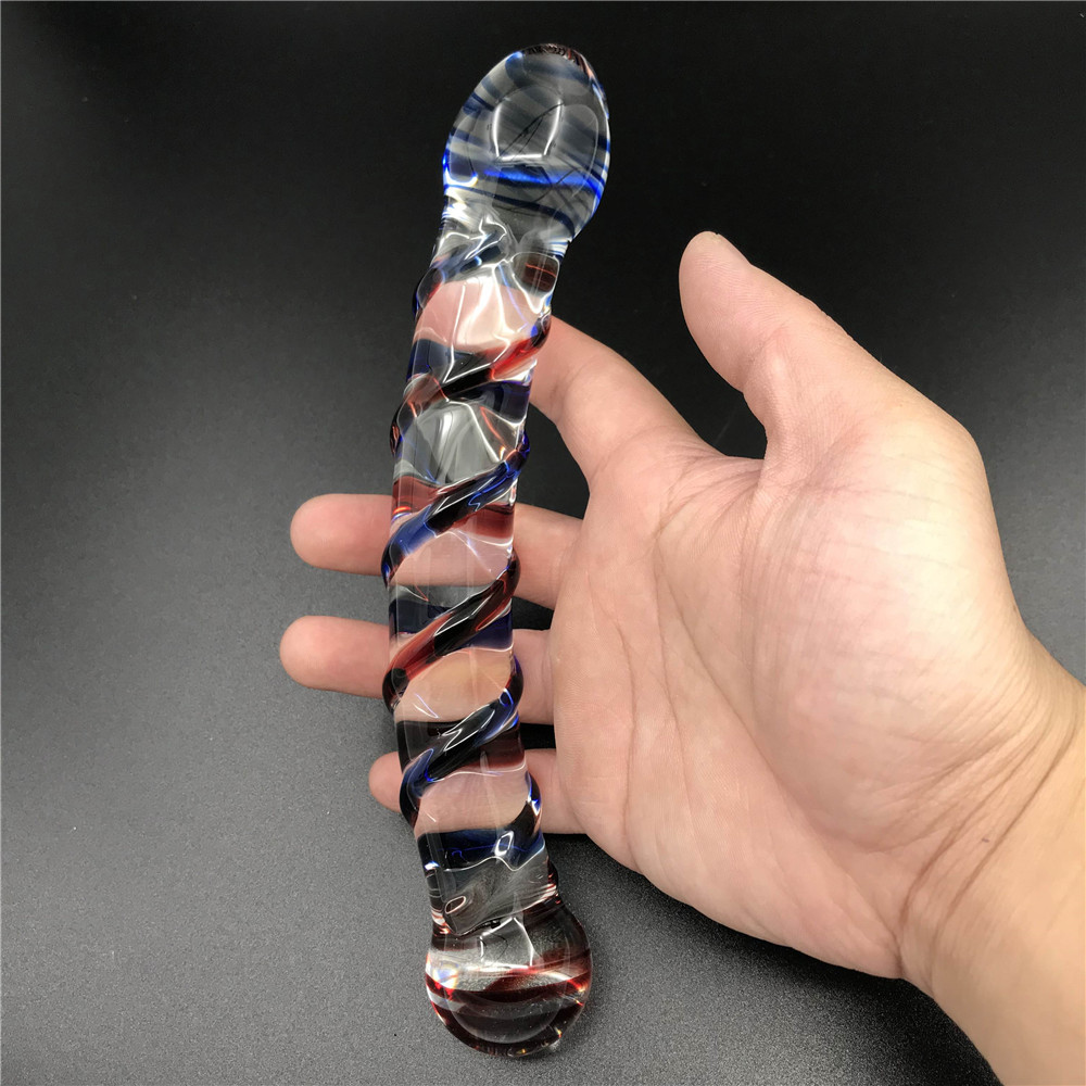 zcz彩棒水晶玻璃阳具男女双用成人用品冰火棒自慰器具后庭肛门塞