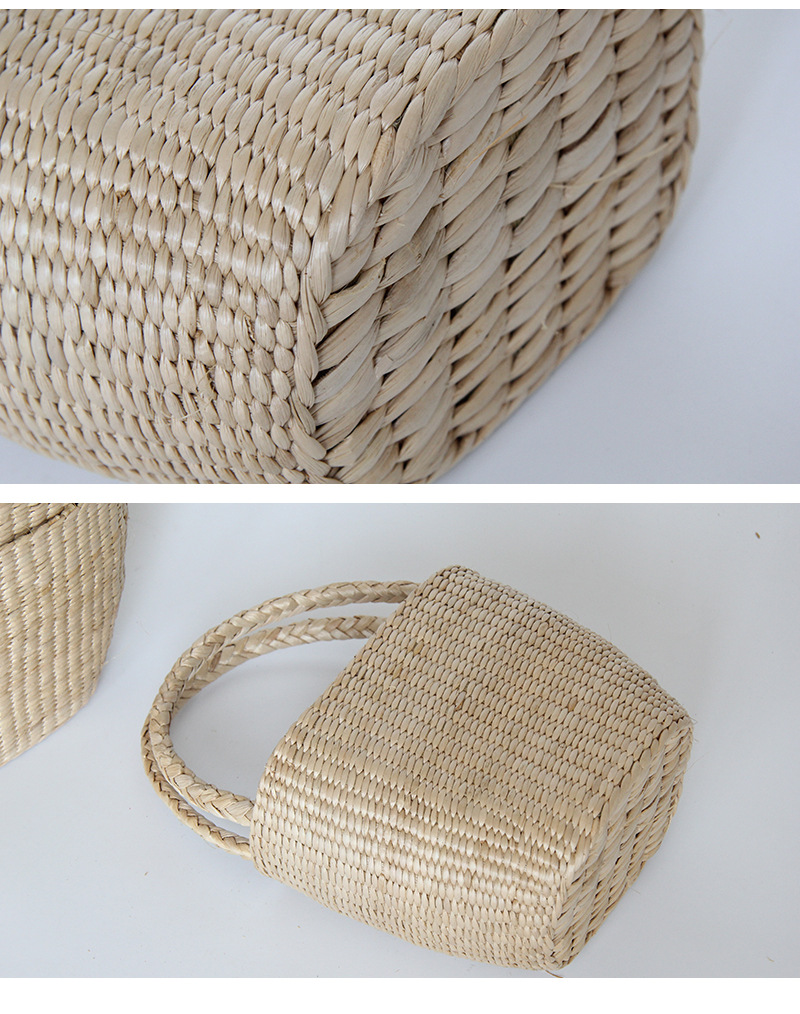 新款草编蒲草包 手工提手包 半品包收纳篮沙滩包厂家直供