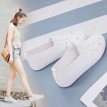 夏季透气小白鞋女2022新款镂空一脚蹬平底舒适懒人鞋韩版护士板鞋
