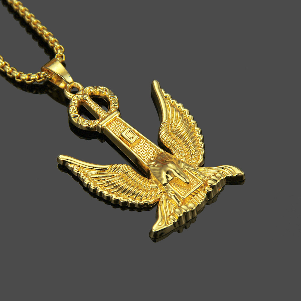 配饰新品 18k立体金色老鹰吊坠项链 欧美嘻哈饰品厂家批发
