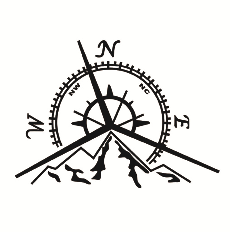 d-782 山脉罗盘图腾航海导航汽车反光车贴纸 指南针车身贴拉花