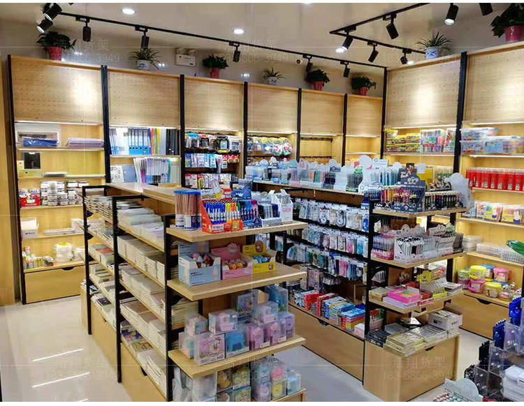 文具店货架学生体育用品新晨光钢木货柜书店笔架文具中岛厂家直销