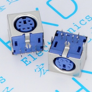 s端子6芯全包紫色6芯全包鼠标键盘插座ps2插座s端子座6p