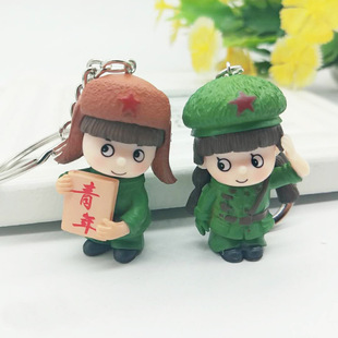 新款红军长征革命情侣钥匙扣兵哥哥兵妹妹旅游纪念品汽车挂饰件
