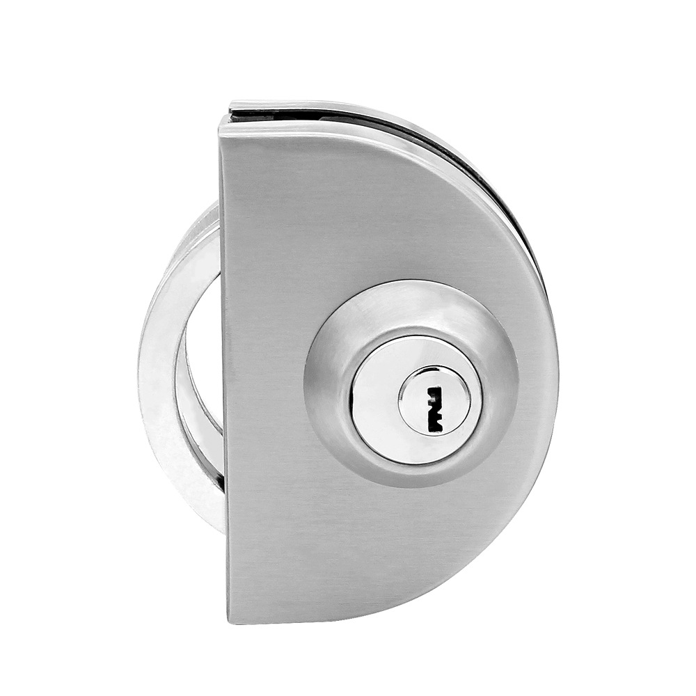 鼎福乐 不锈钢玻璃门锁 单开中央锁玻璃门锁 免开孔玻璃无框锁