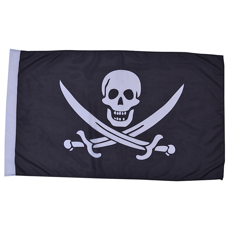 海盗装扮旗帜厂家直销 加勒比海盗旗帜定做 骷髅旗手挥旗加工定制