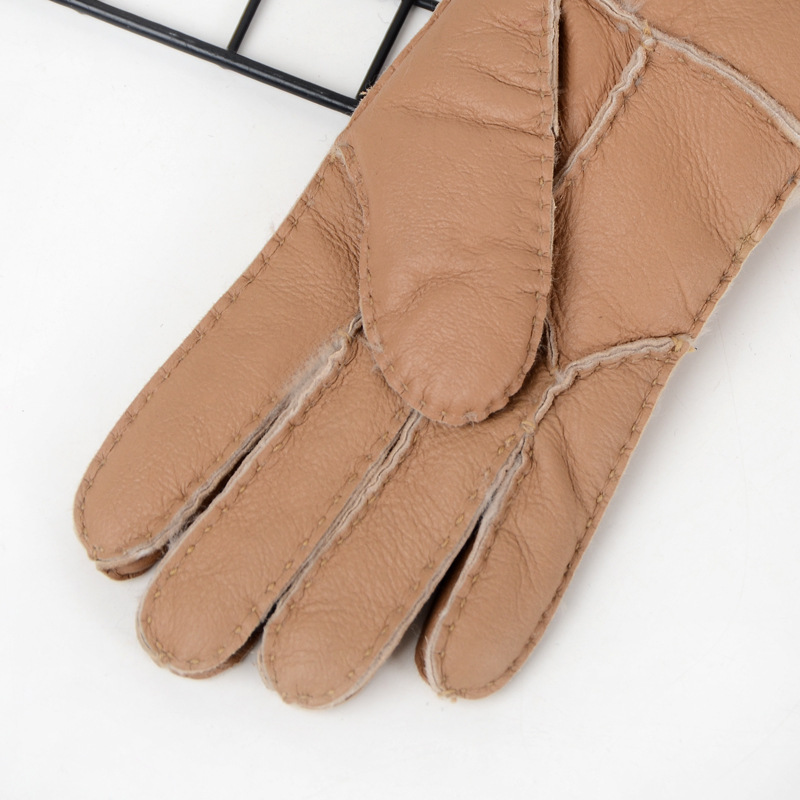 厂家直供女士羊皮手套二道毛冬季保暖户外骑车皮毛一体手套批发