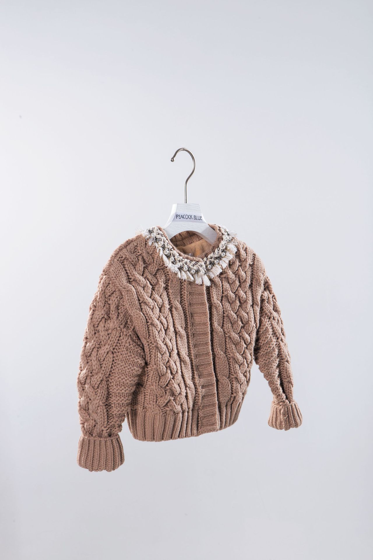 peacock blue轻奢童装秋冬新品大麻花毛衣外套亲子秋冬新款毛衣