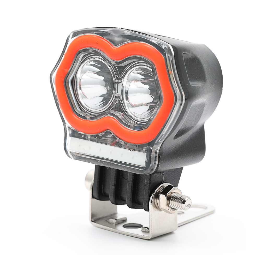 摩托车灯 汽车led工作灯 猫眼天使眼光圈红蓝爆闪20w电动车射灯