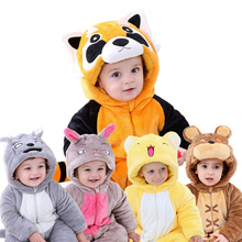 0-3岁男女宝宝冬季新款法兰绒动物造型加厚连体哈衣卡通系列