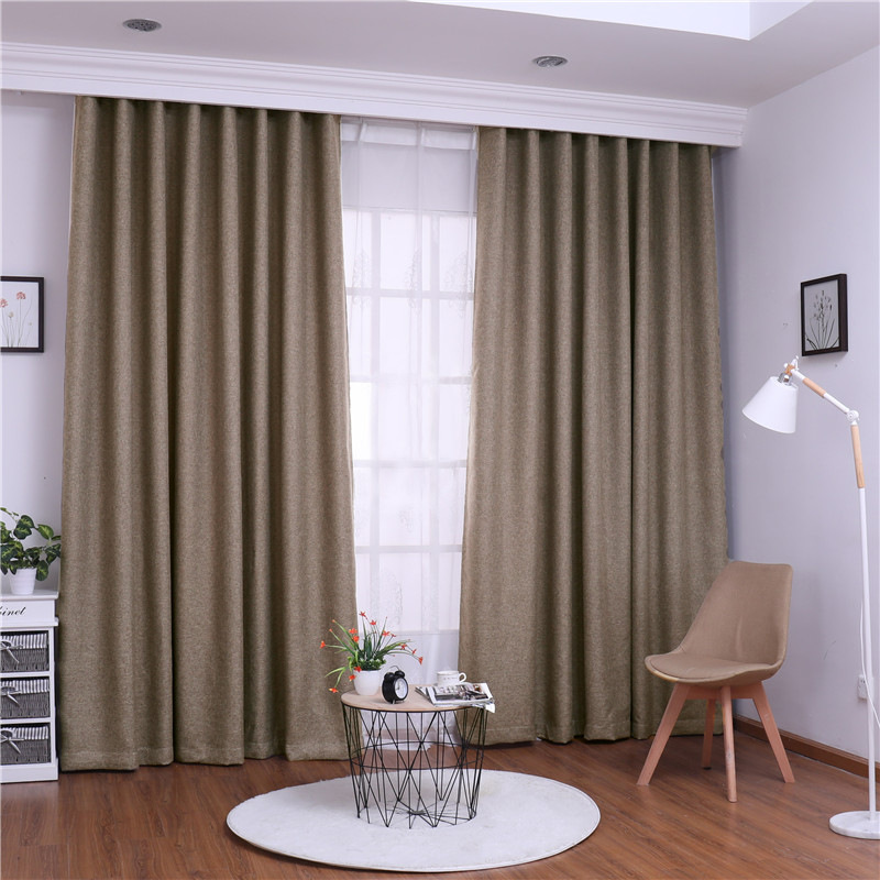 批发遮光窗帘平板麻布纯色窗帘布酒店工程窗帘客厅卧室窗帘布