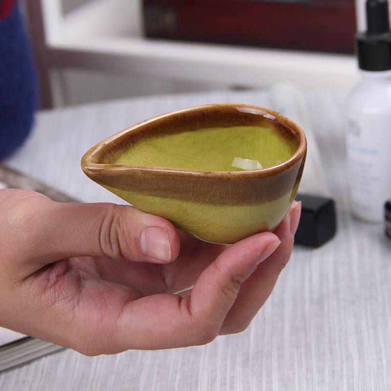 冰裂釉陶瓷美容院精油碟 spa调配碟 酱油碟 陶瓷小碟 水滴形碟