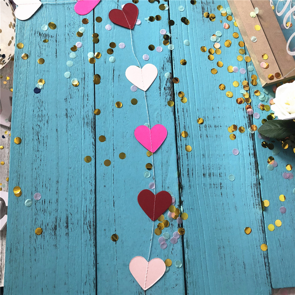 1m长 婚礼拉花七彩卡片爱心纸拉花贸婚庆纸拉花 生日纸串片拉花