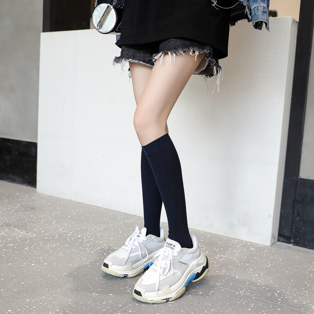 春秋中筒袜小腿及膝袜堆堆袜学院风不过膝棉袜高筒长筒袜子女