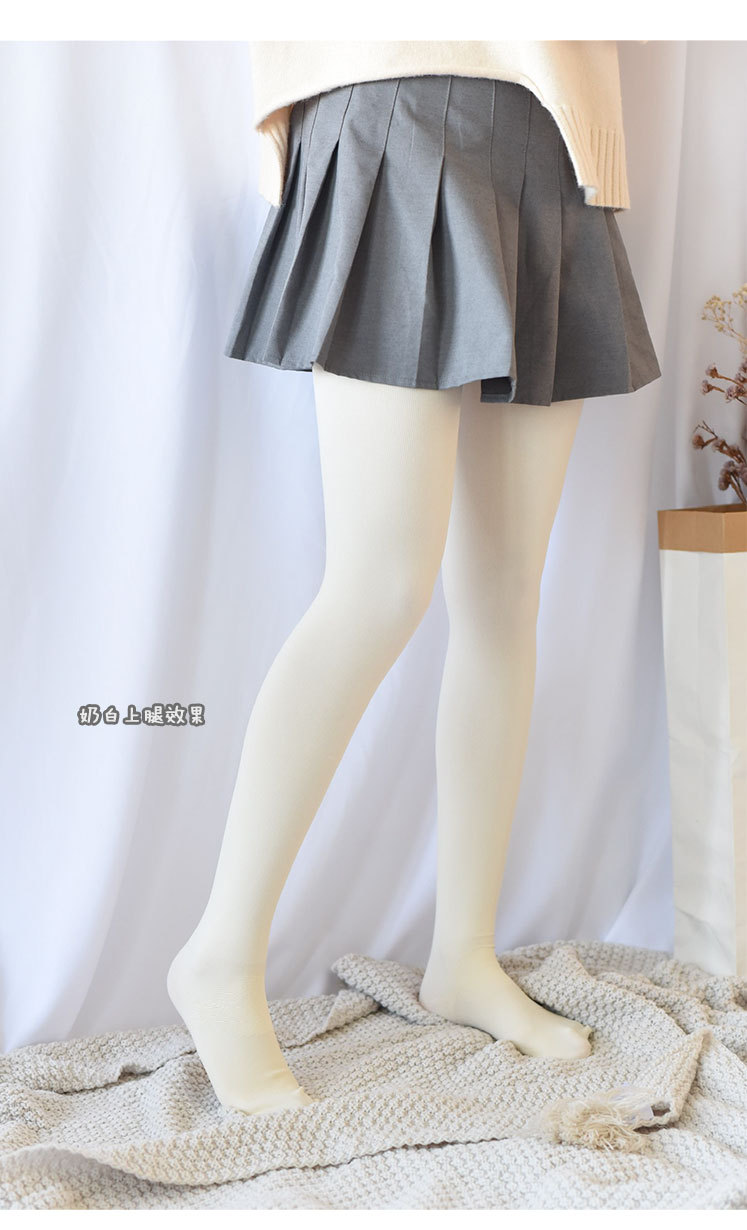 日系秋冬毛圈加绒白色连裤袜加厚保暖不透肉奶白色丝袜打底袜子女