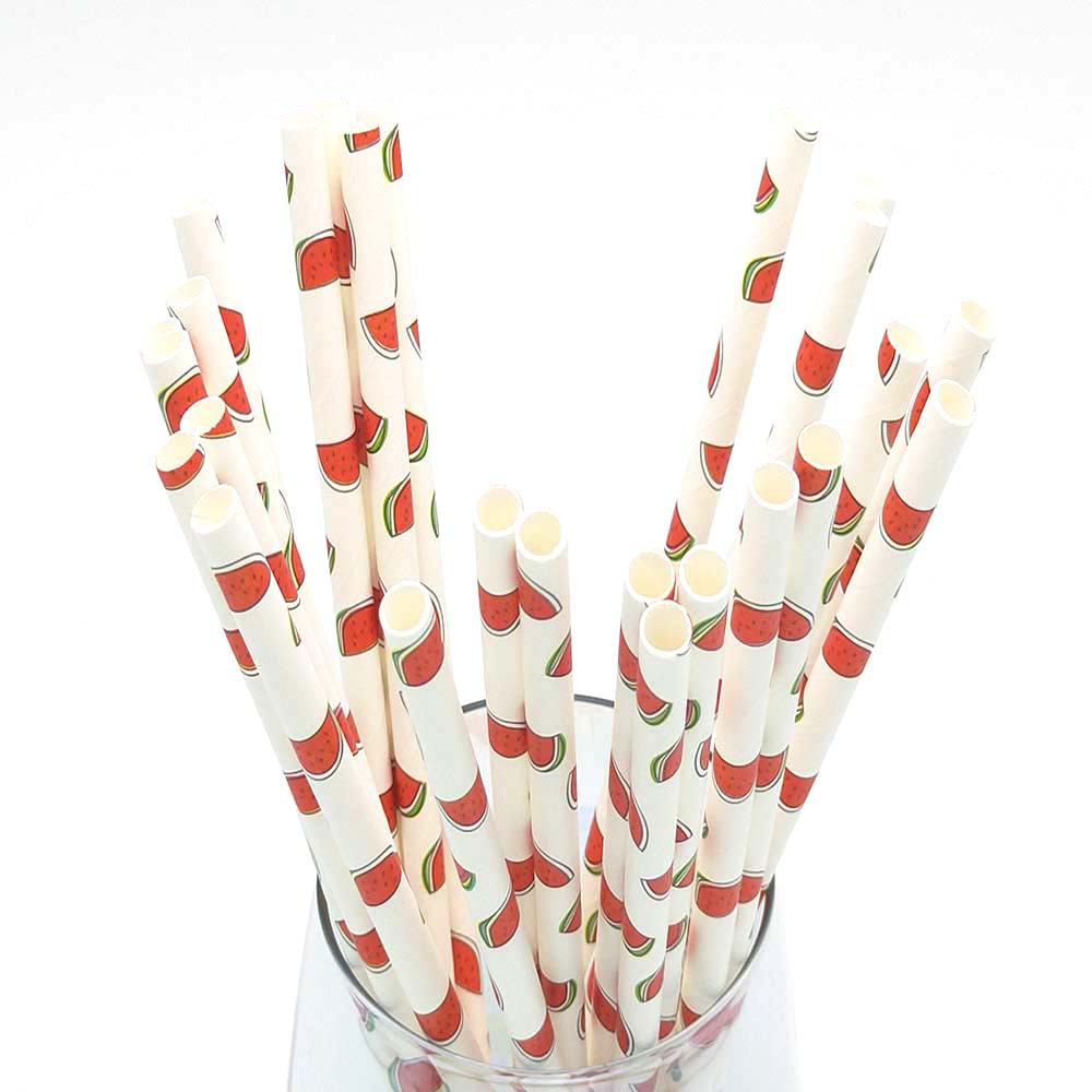 儿童水果图案草莓西瓜纸吸管牛皮纸可降解一次性纸吸管 工厂直供