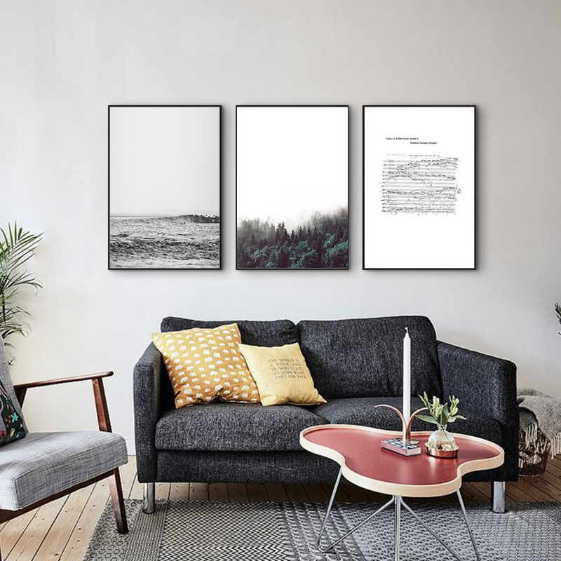 肖邦琴谱手稿风景抽象北欧装饰画 现代简约客厅挂画 微喷画芯