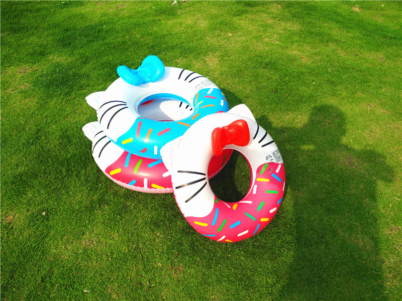 儿童游泳圈加厚kt小猫猫圈 水上充气泳圈卡通蝴蝶结游泳甜甜圈