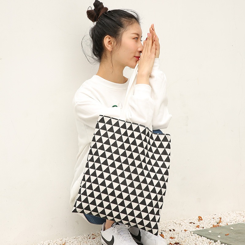 Hot Sale Double-Layer Simplicity Shopping Bags Painted Creative Fashion One Shoulder Female All-Match Canvas Bag in Stock Wholesale