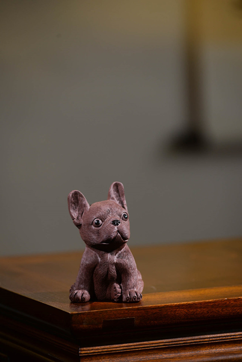 紫砂茶宠狗全全手拉毛小狗旺财摆件茶具批发厂家一件代发货雕塑