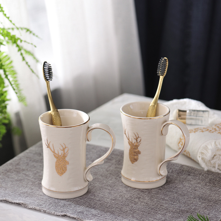 Nordic Instagram Style Ceramic Bathroom Five-Piece Toiletries Gift Box Bathroom Toothbrush Holder Gargle Cup Washing Set