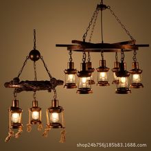 美式乡村复古铁艺吊灯工业风创意怀旧酒吧loft漫咖啡餐厅木头灯具