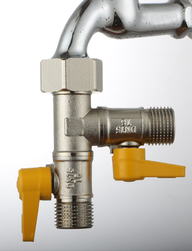 6分活接头三通一分两路开关水管分流分水器洗衣机水龙头铜球阀门