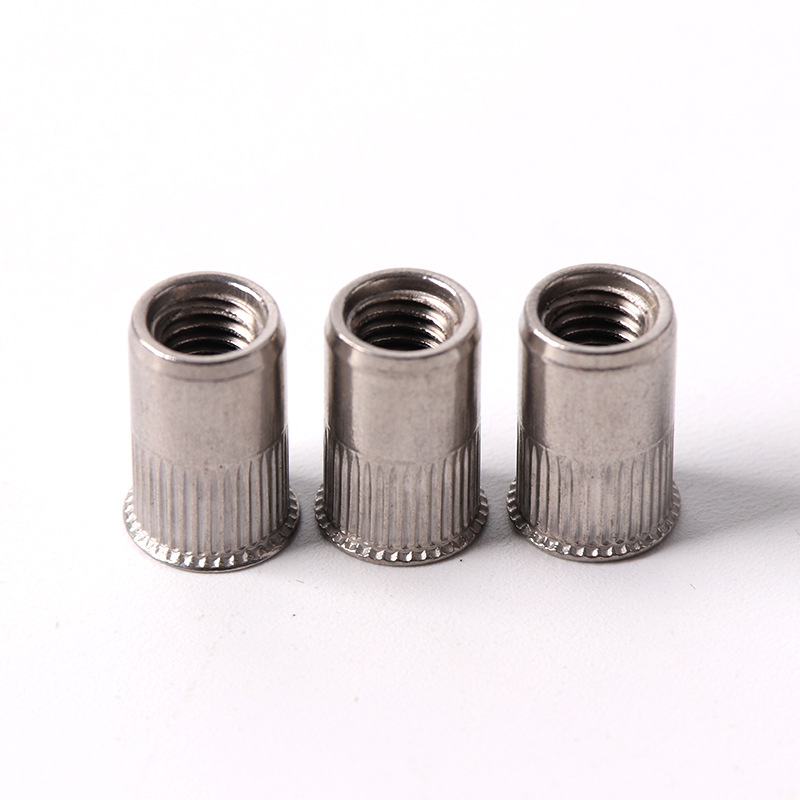 不锈钢小边竖纹通孔拉铆螺母 圆柱竖纹沉头通孔螺母帽定制铆螺母