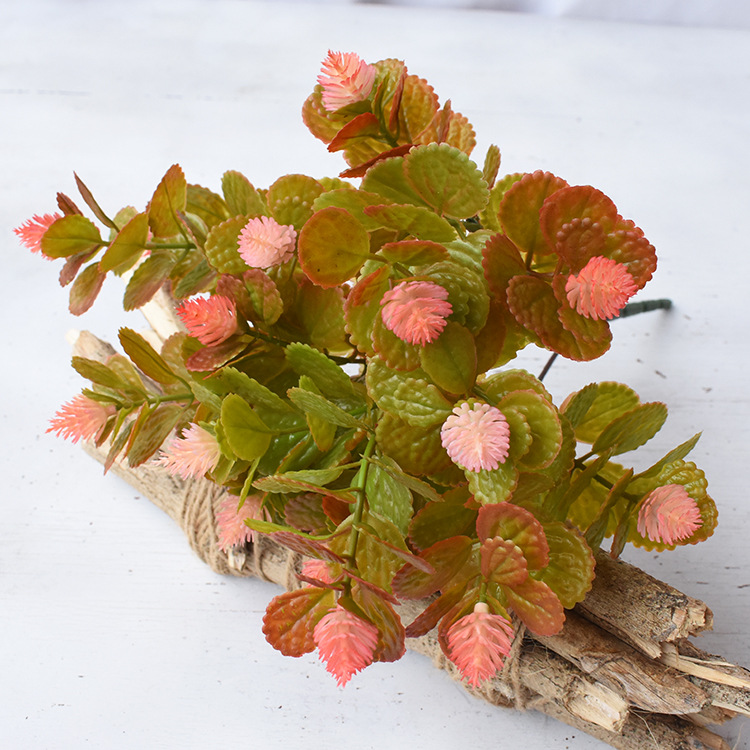 喷色绿色植物5叉杨梅花草软胶绿色仿真植物墙配材薄荷草水草把束