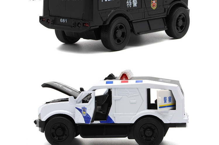 金属警车特警合金小汽车模型 儿童玩具车声光回力开门越野车批发
