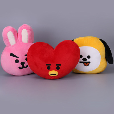 韩国bts防弹少年团同款毛绒玩具bt21tata爱心抱枕公仔玩偶周边