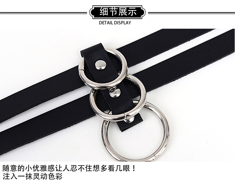 欧美原宿朋克风皮项圈 Ebay热销 圆形吊坠项链颈脖链短款锁骨链详情11