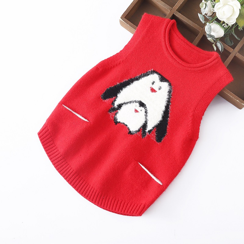 儿童休闲针织马甲童装2021春秋新款韩版企鹅宝宝针织背心女童毛衣