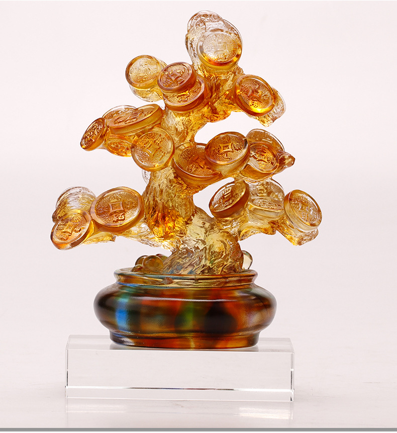 琉璃摇钱树招财树摆件办公室企业客厅装饰家居摆件