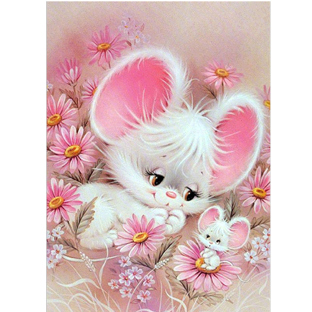 diy粉色老鼠客厅装饰画十字绣5d满钻石挂画工艺品ame外贸爆款批发