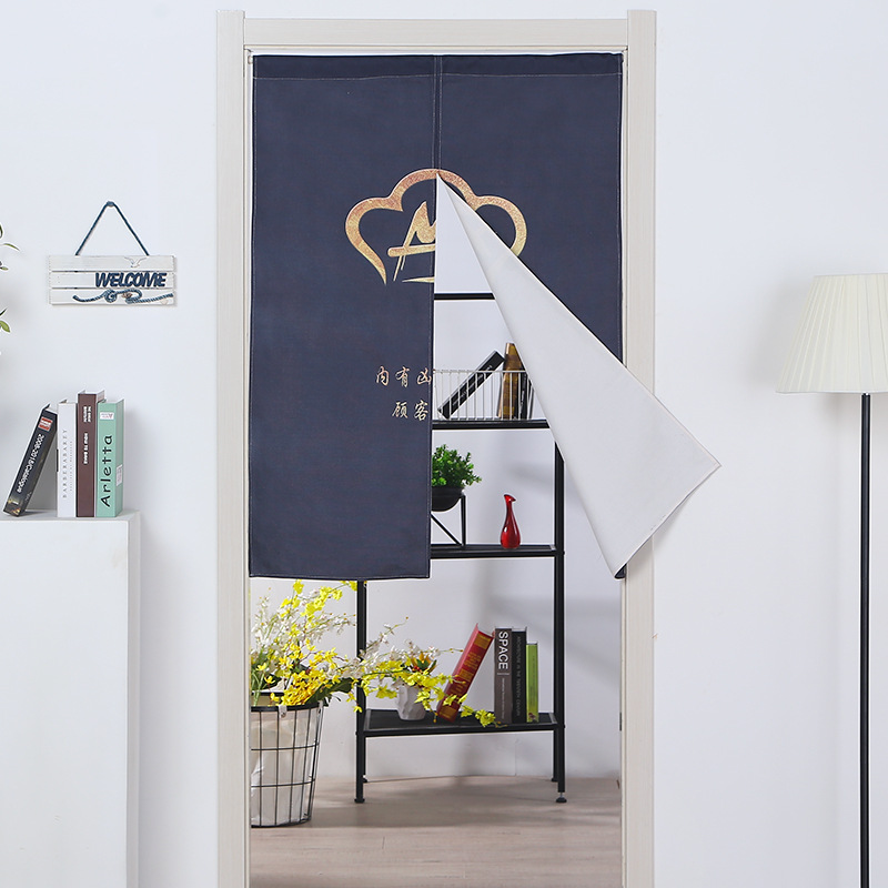 防水亚麻试衣间更衣室布艺门帘2片式隔断帘日式门帘定制一件代发