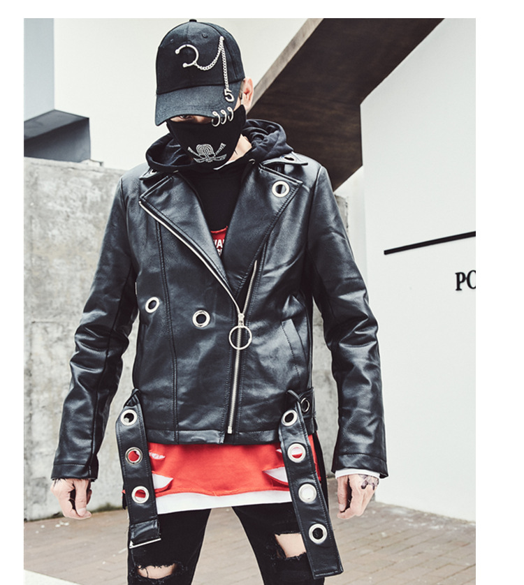 批发秋冬装潮男演出服韩版修身机车皮衣夜场酒吧dj朋克 w127 p125