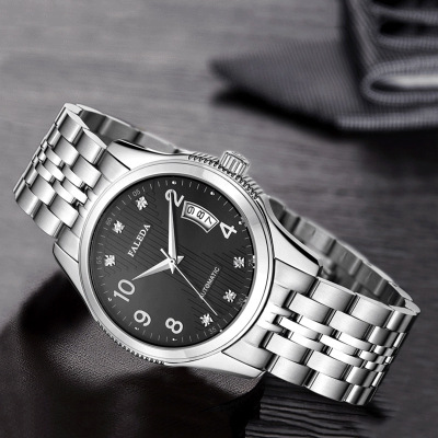 瑞士飞力达精钢全自动机械表专业防水简约日历表商务时尚男士手表