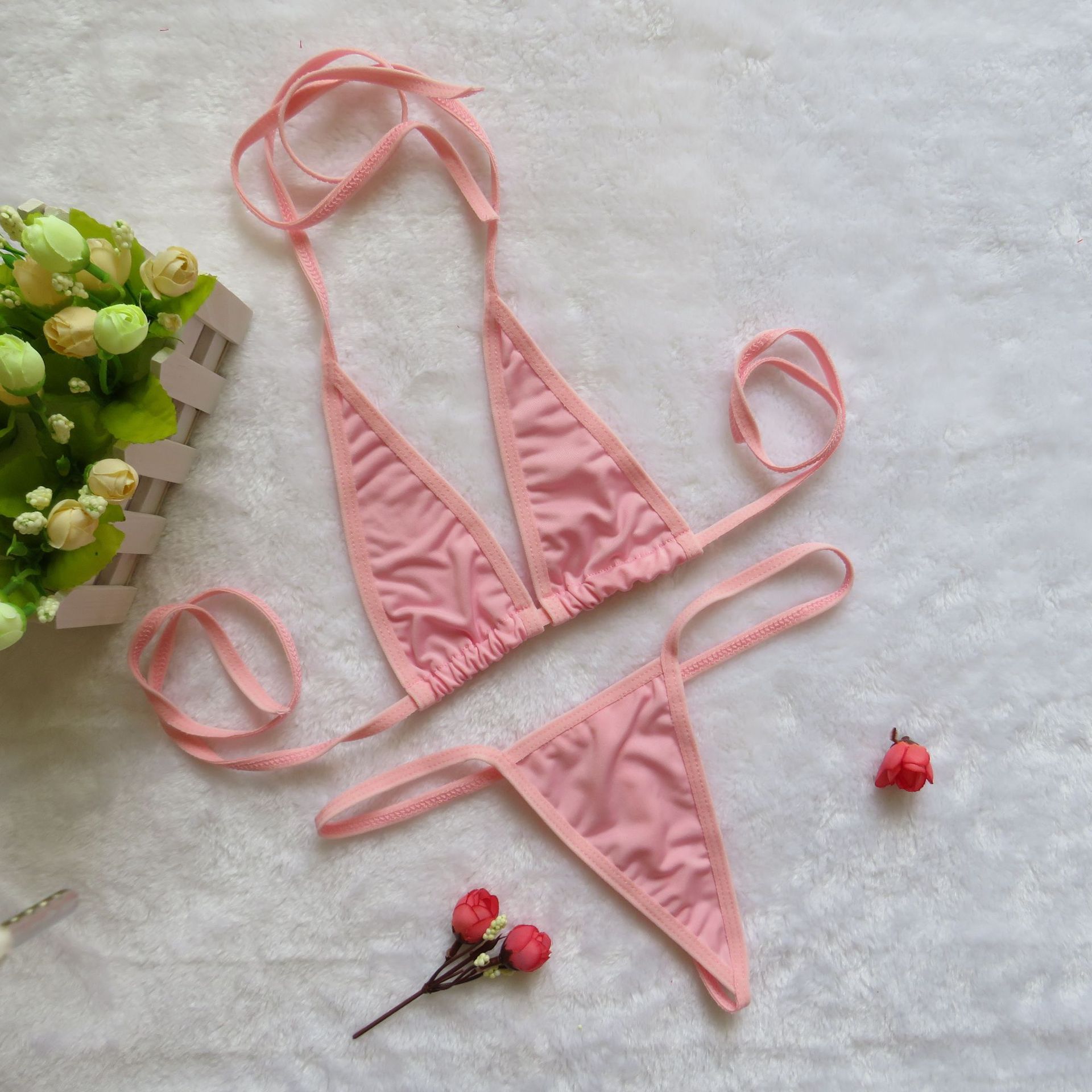 跨境情趣内衣迷你泳衣泳装女士性感透视ebay三点式比基尼套装1688