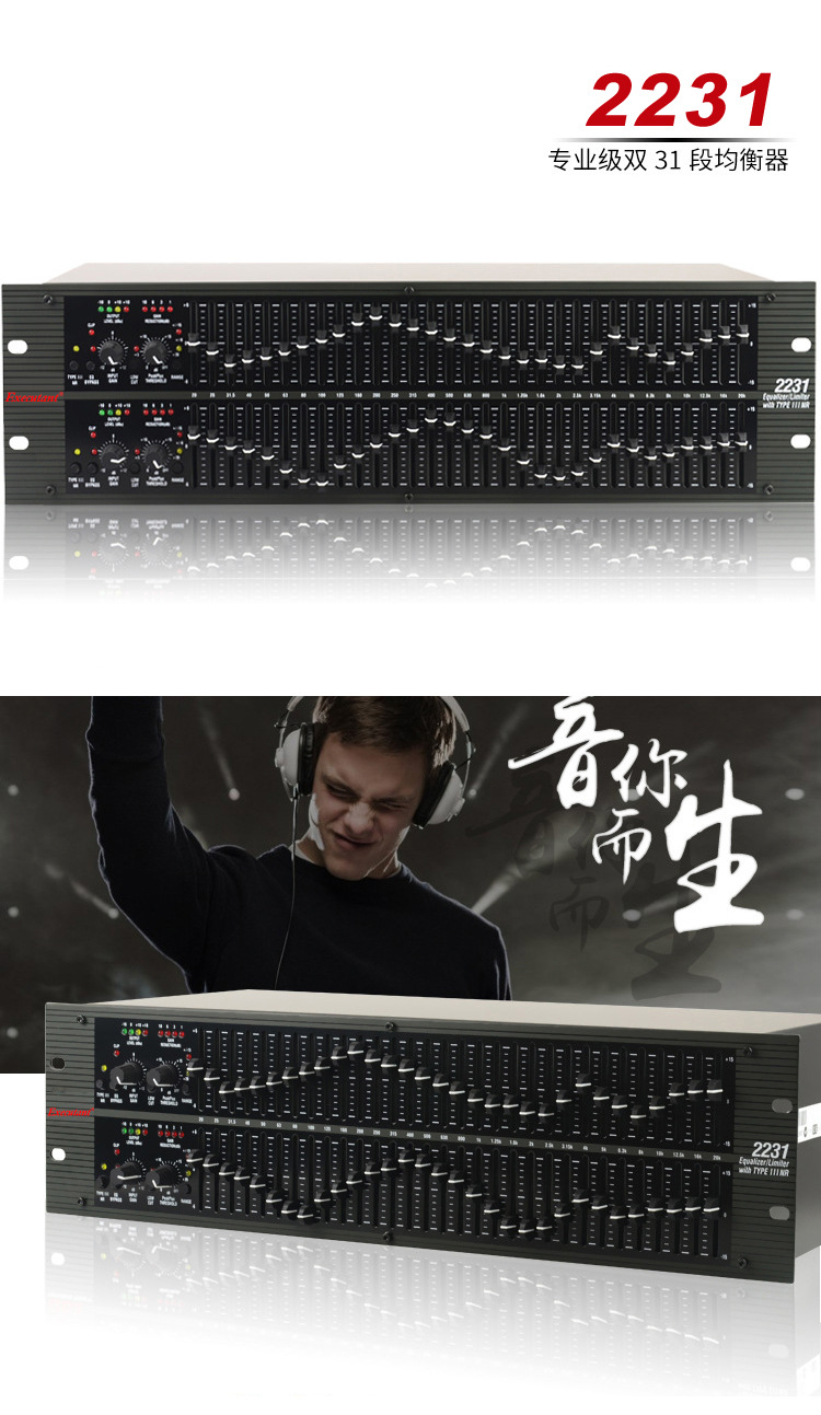 2231/专业均衡器/带压限双31段/图示专业均衡器/调音均衡器