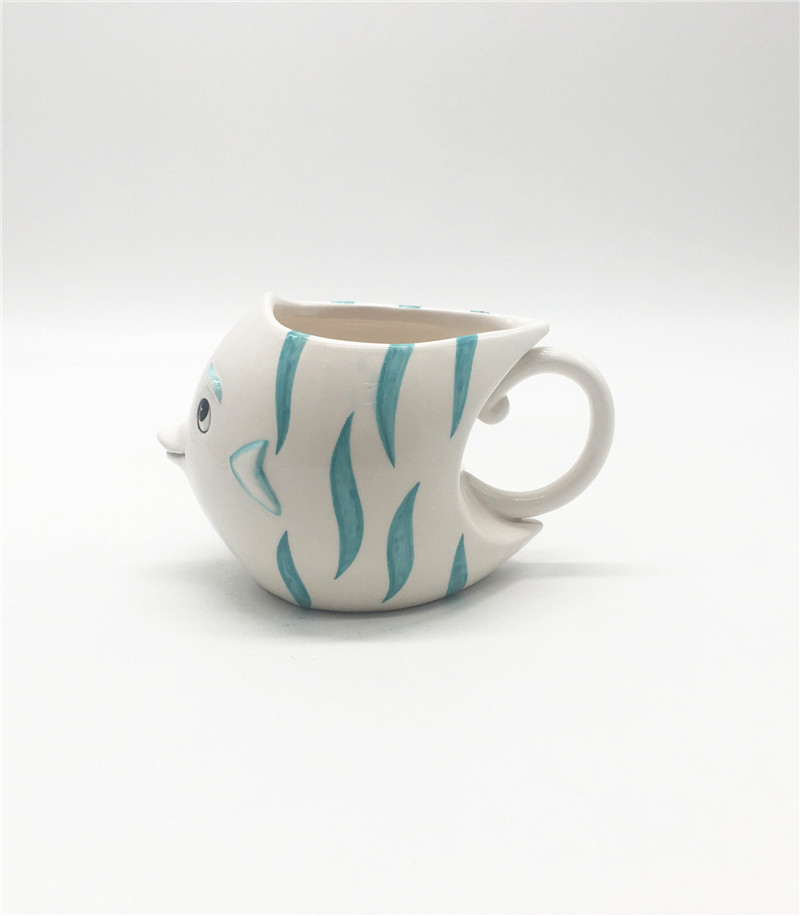 陶瓷海洋鱼3d马克杯创意海底动物异形咖啡杯创意彩绘鱼造型水杯