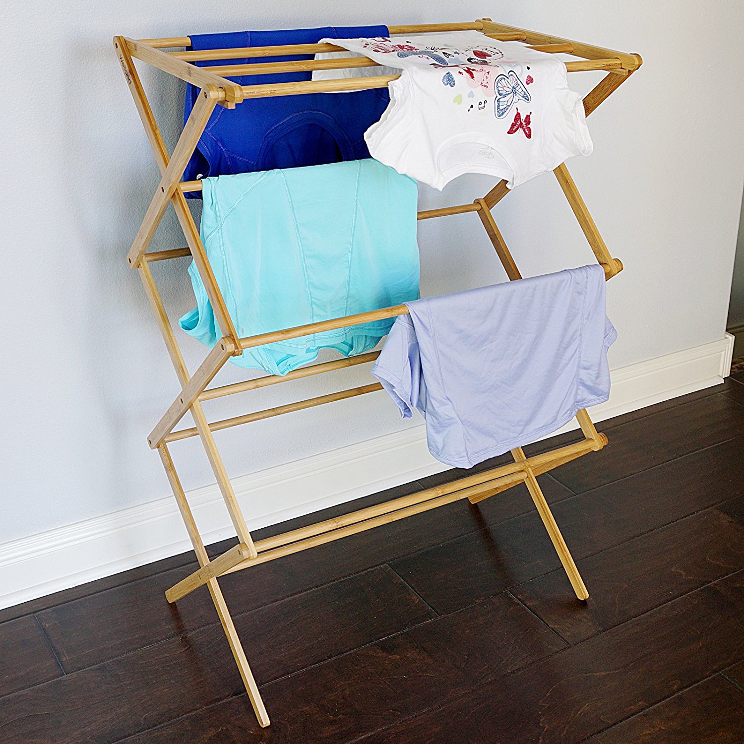 落地晾衣架折叠 楠竹阳台室内x型伸缩家用毛巾架晒衣架晒衣杆