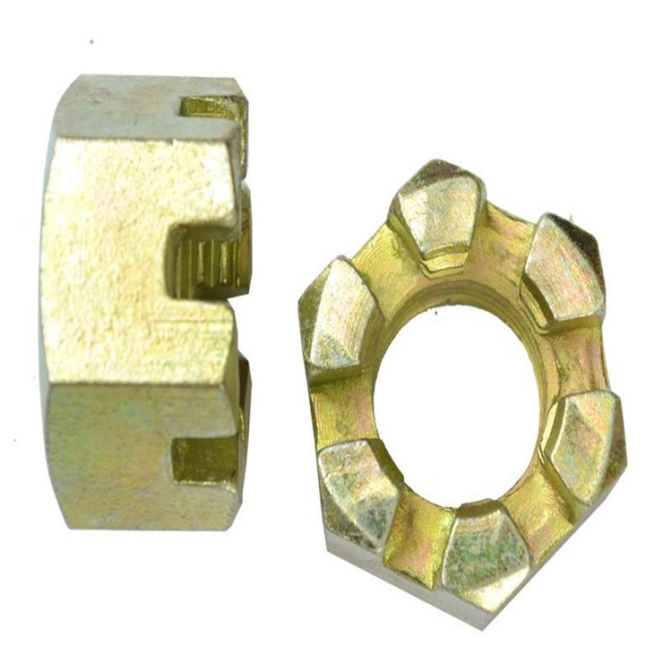 开槽螺母m20*1.5定位螺母 镀锌花螺母 车轴专用六角开槽螺母